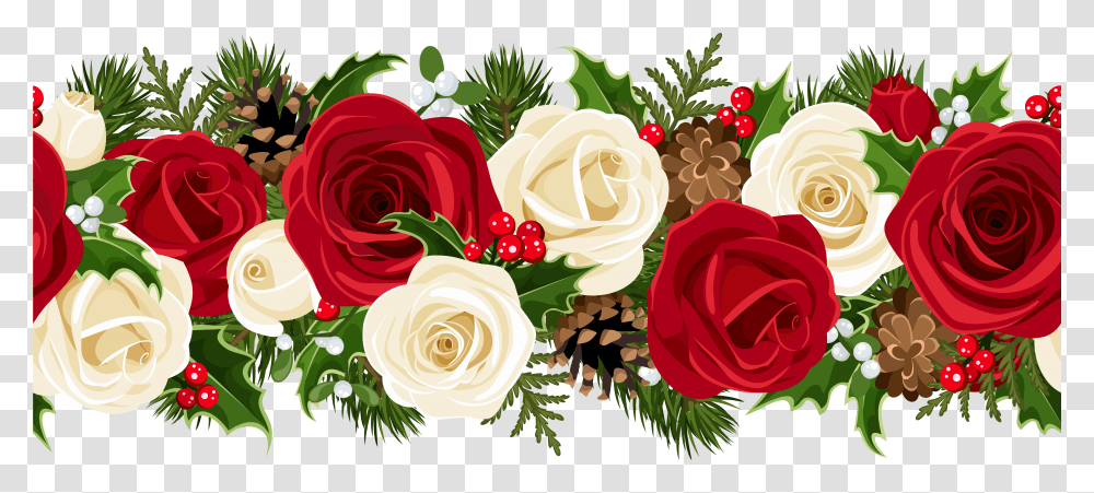 Christmas Rose Garland Clip Art Image, Flower, Plant, Blossom Transparent Png