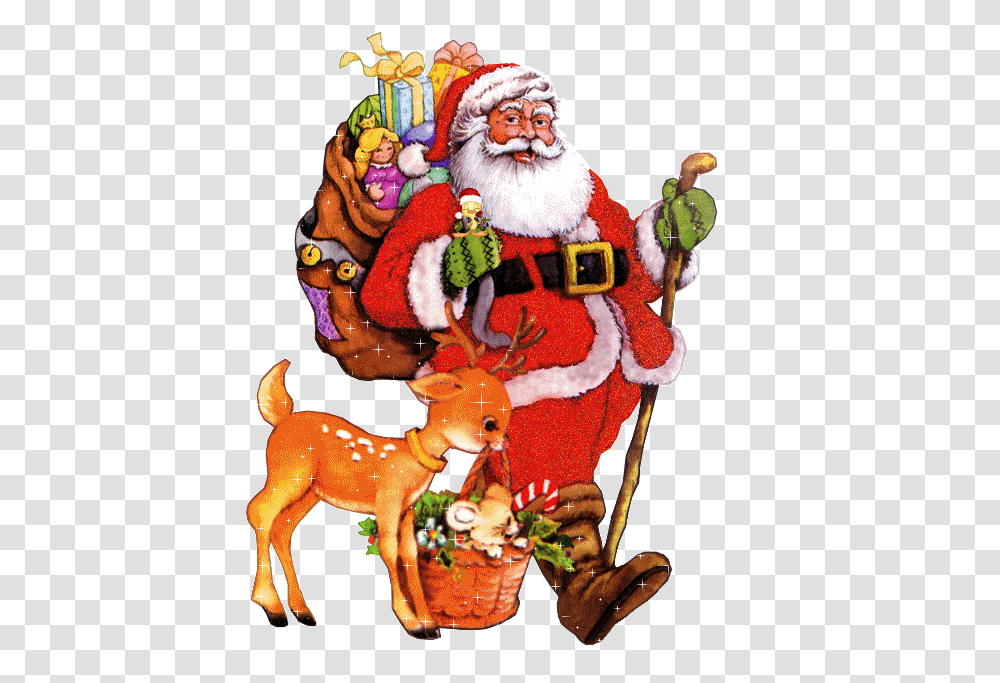 Christmas Santa Gifts Gif Clipart Full Size Clipart Santa Claus Gif, Toy, Figurine, Nutcracker, Plant Transparent Png