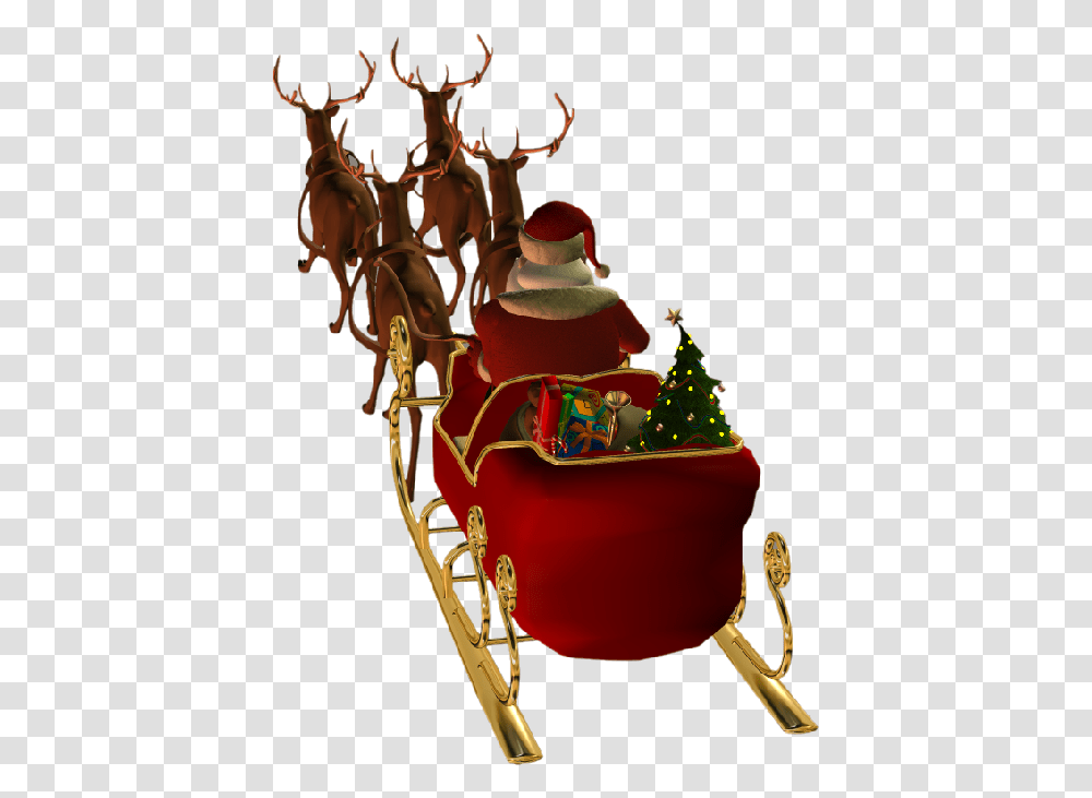 Christmas Santa Sleigh And Reindeer Clip Art Santa Sleigh With Reindeers, Birthday Cake, Food, Tree, Plant Transparent Png