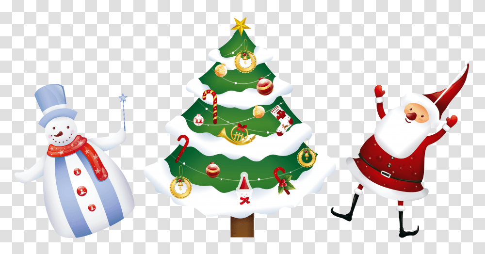 Christmas Santa Tree And Snowman Clipart, Plant, Ornament, Outdoors, Nature Transparent Png