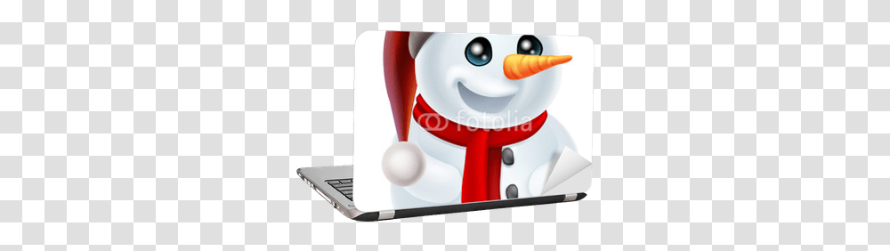 Christmas Snowman In Santa Hat Laptop Sticker • Pixers We Live To Change Snowman, Electronics, Pc, Computer, Text Transparent Png
