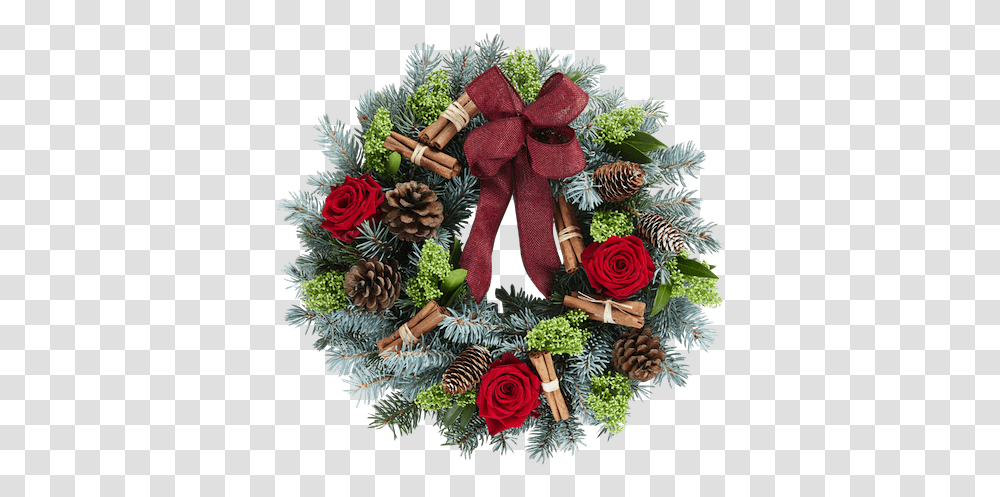 Christmas Star Decorated Front Door, Wreath, Rose, Flower, Plant Transparent Png