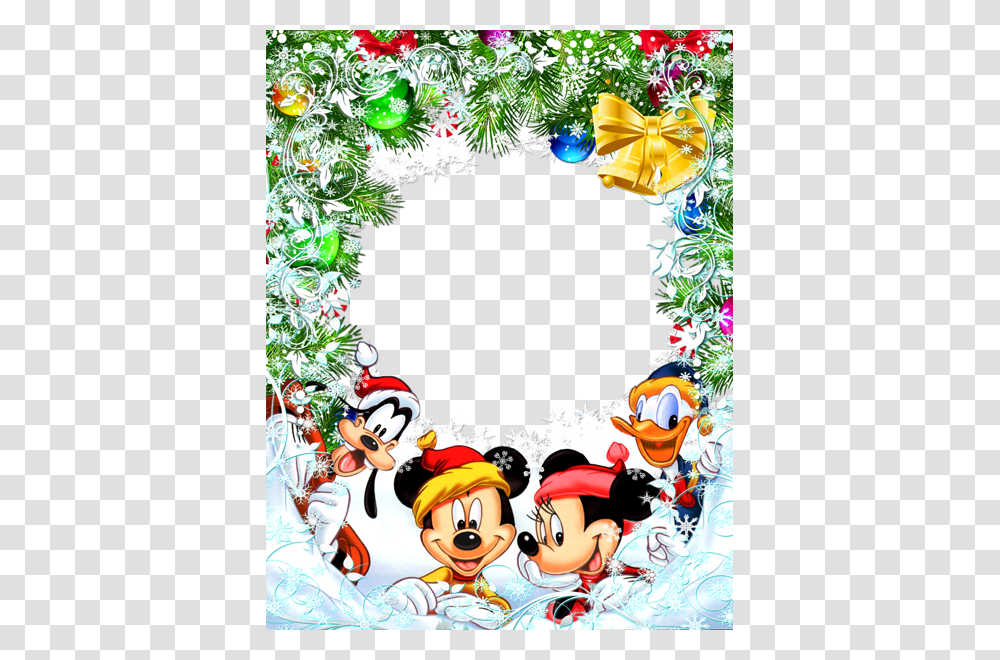 Christmas Star Frame With Mickey Mouse And Friends, Wreath, Ornament Transparent Png