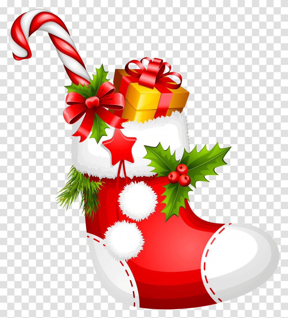 Christmas Stocking With Candy Cane Picture Christmas Stocking, Gift Transparent Png
