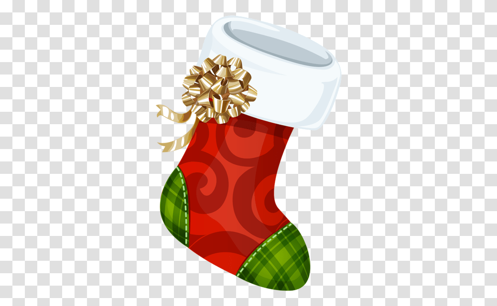 Christmas Stocking With Gold Bow Christmas Day, Gift,  Transparent Png