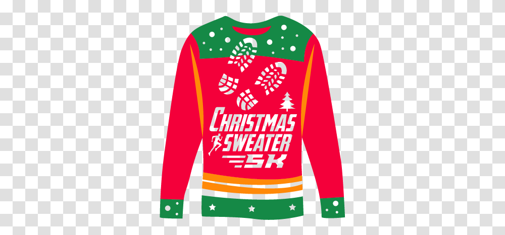 Christmas Sweater 5k Denver Colorado Running Long Sleeve, Clothing, Apparel, Sweatshirt, Text Transparent Png