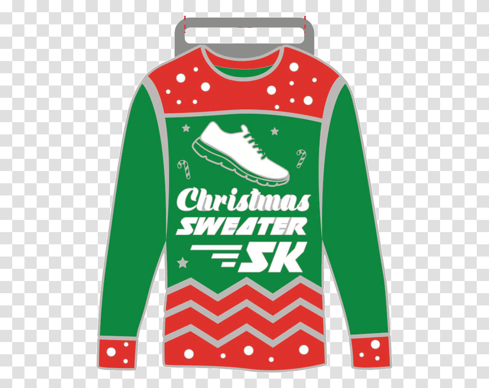 Christmas Sweater 5k Long Sleeve, Clothing, Apparel, Sweatshirt, Applique Transparent Png