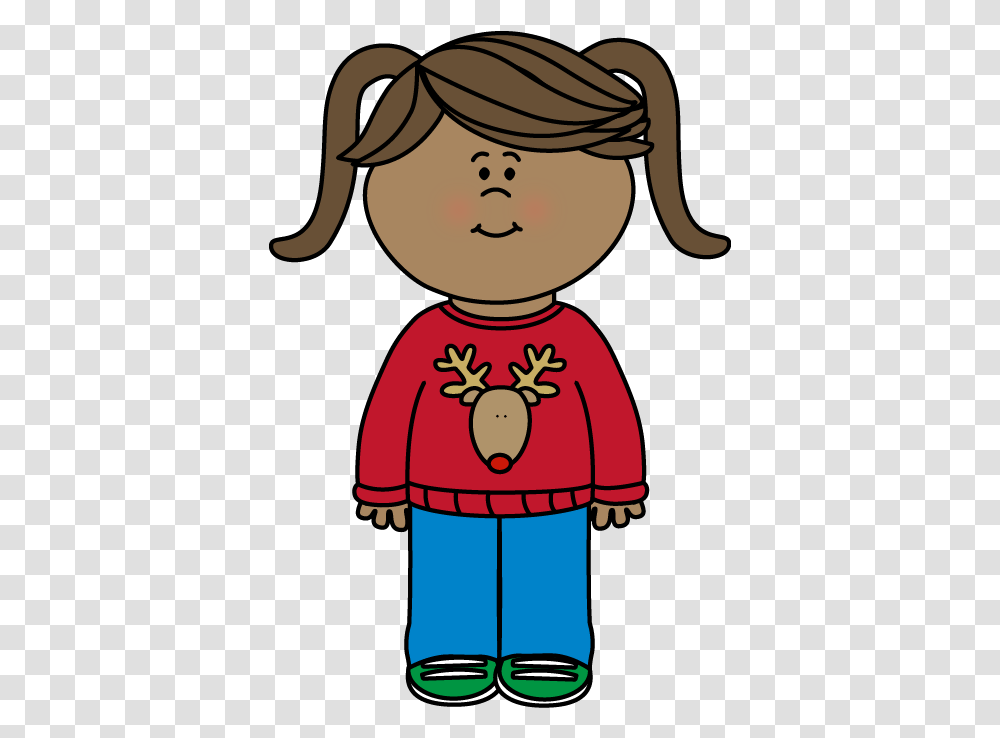 Christmas Sweater Clipart Clip Art Bay Girl Wearing Sweater Clipart, Clothing, Apparel, Face, Hat Transparent Png