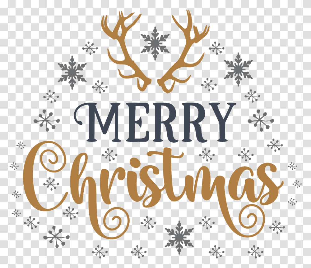 Christmas Text Merrychristmas Snowflakes Antlers Calligraphy, Alphabet, Handwriting, Pattern, Poster Transparent Png