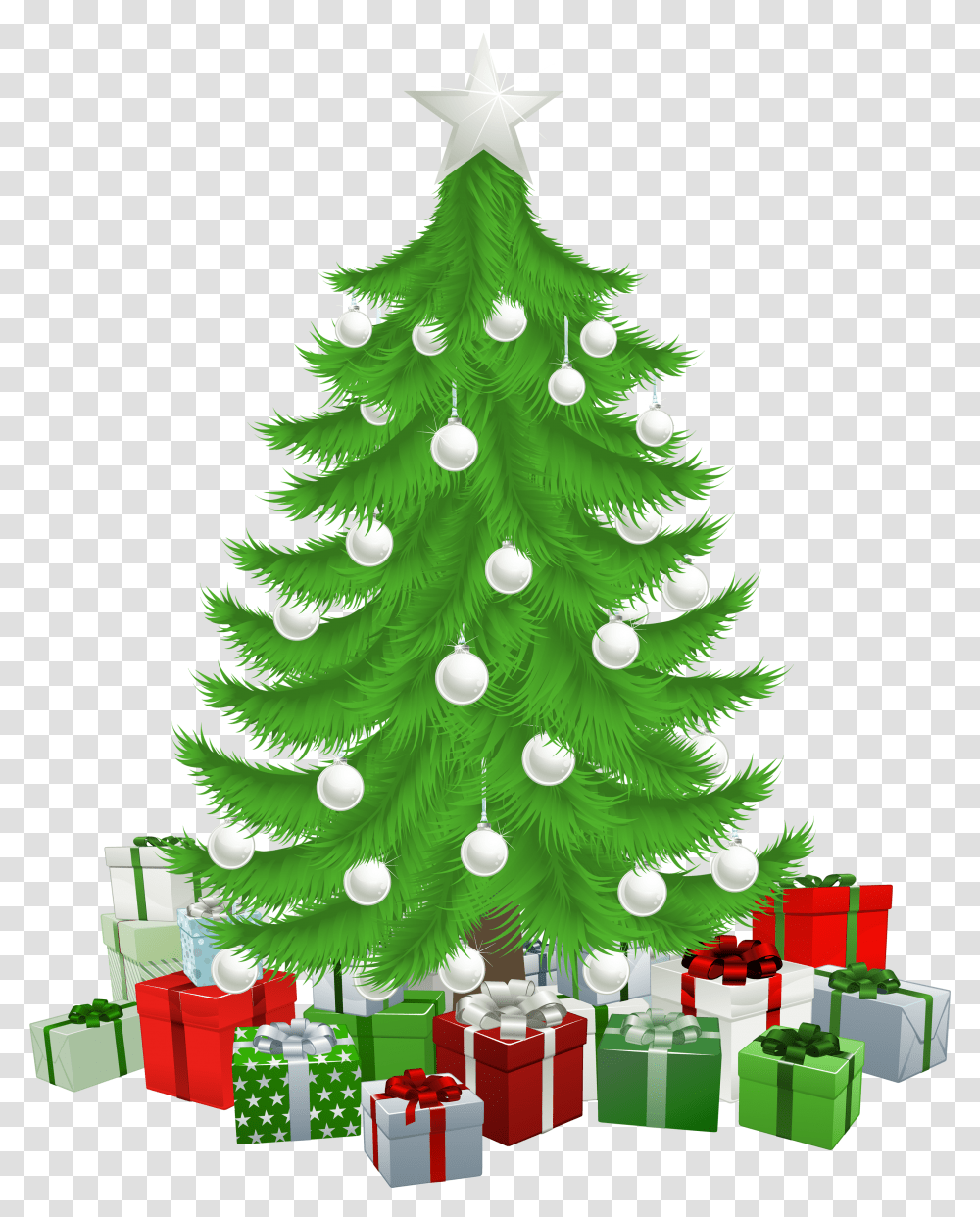 Christmas Tree And Presents Clipart, Ornament, Plant, Star Symbol Transparent Png