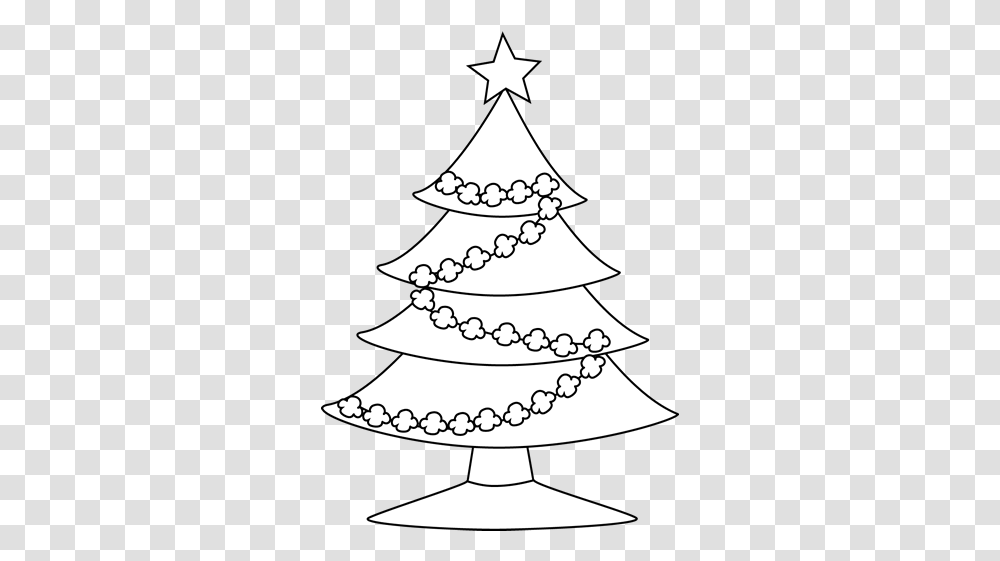 Christmas Tree Black And White Popcorn Christmas Outline Pics Background, Plant, Stencil, Lamp, Wedding Cake Transparent Png