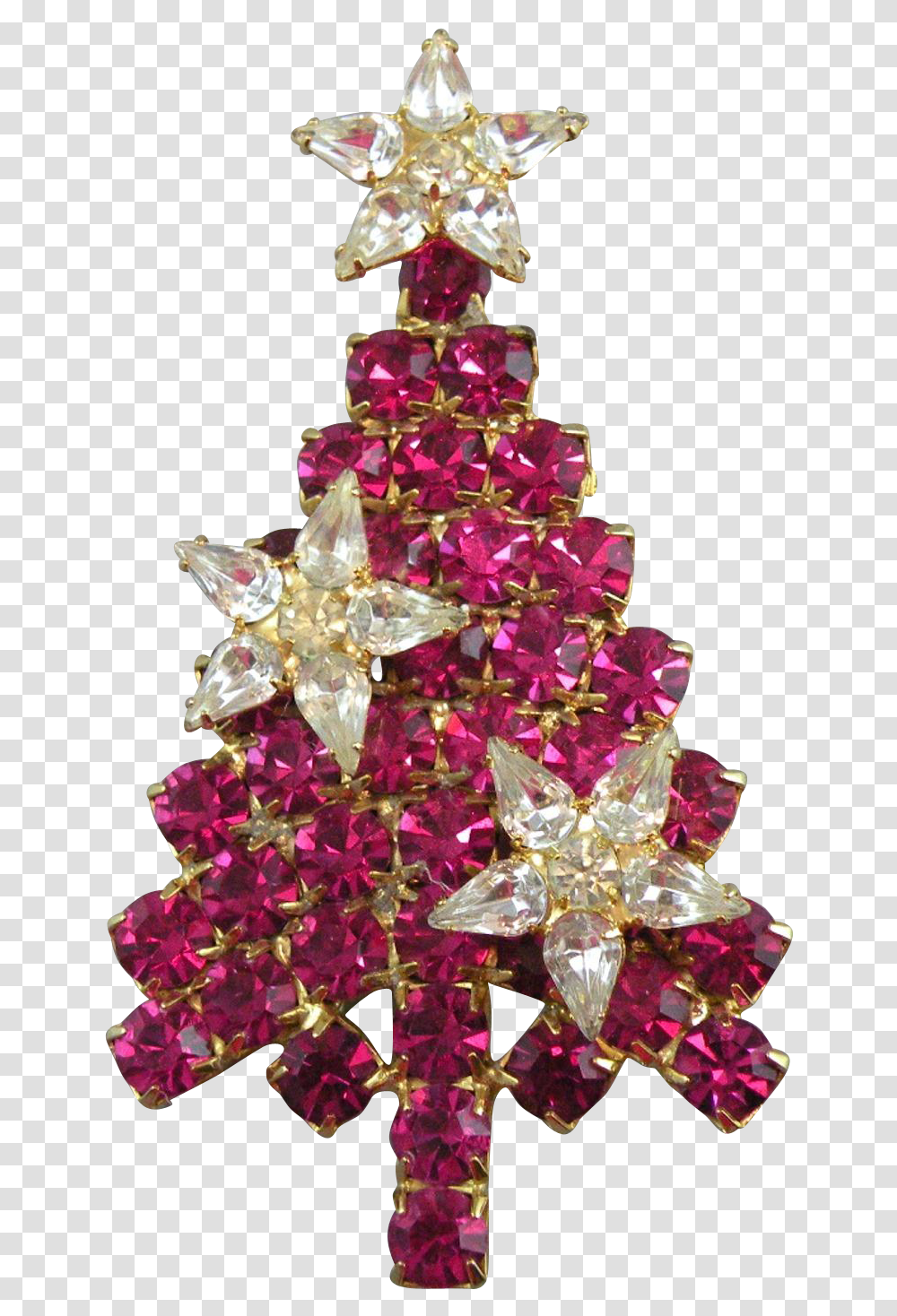 Christmas Tree Brooch With Red Rhinestones And Crystal Christmas Ornament, Accessories, Accessory, Jewelry, Gemstone Transparent Png