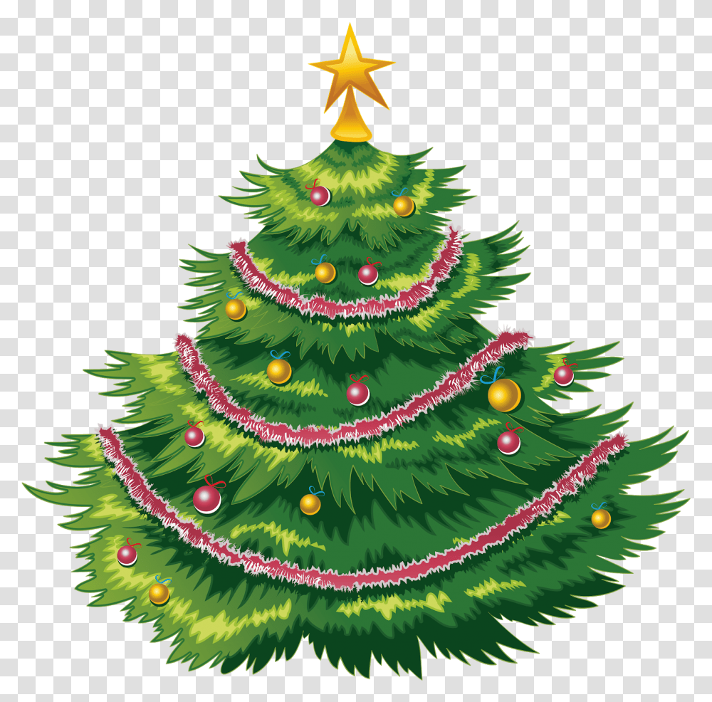 Christmas Tree Cartoon Big, Ornament, Plant, Star Symbol, Fractal Transparent Png