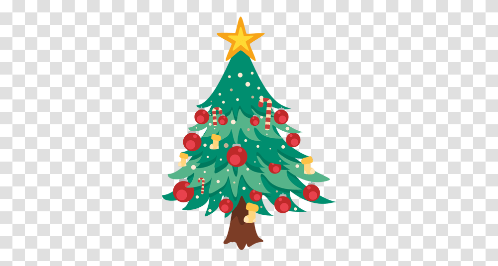Christmas Tree Cartoon Decoration Christmas Tree Illustration Vector, Plant, Ornament, Star Symbol, Lighting Transparent Png