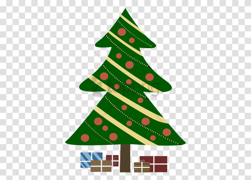 Christmas Tree Cartoon With Presents, Plant, Ornament, Star Symbol Transparent Png