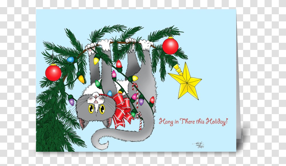 Christmas Tree Cat Greeting Card Christmas Ornament, Plant, Conifer Transparent Png