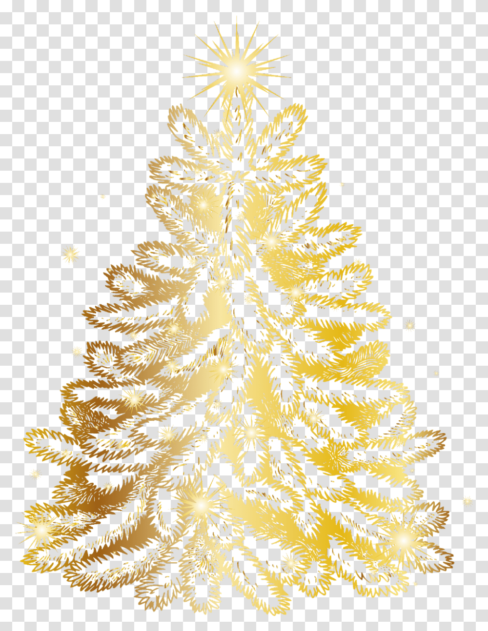 Christmas Tree Christmastree Decoration Merychristmas Gold Christmas Tree Clip Art, Plant, Ornament, Rug, Pattern Transparent Png