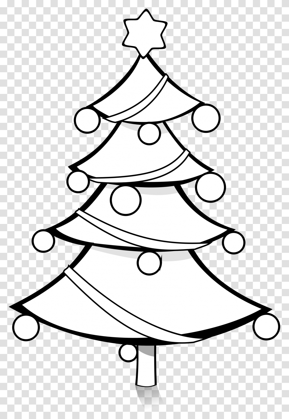 Christmas Tree Clipart Black And White, Plant, Ornament, Star Symbol, Lamp Transparent Png