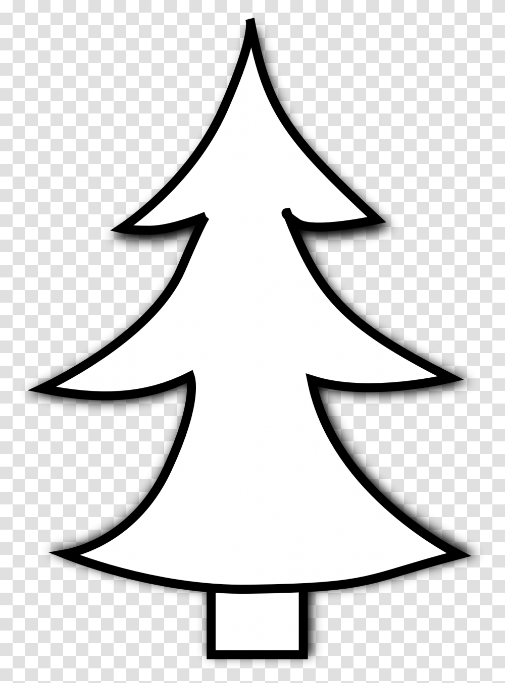 Christmas Tree Clipart Black And White, Stencil, Star Symbol, Silhouette, Plant Transparent Png