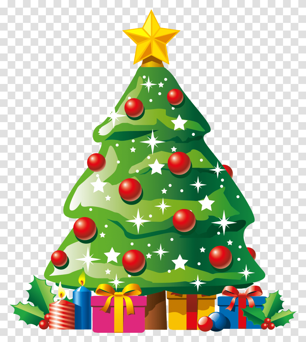 Christmas Tree Clipart Classy Holiday Christmas Tree With Presents Clipart, Plant, Ornament, Star Symbol, Bush Transparent Png