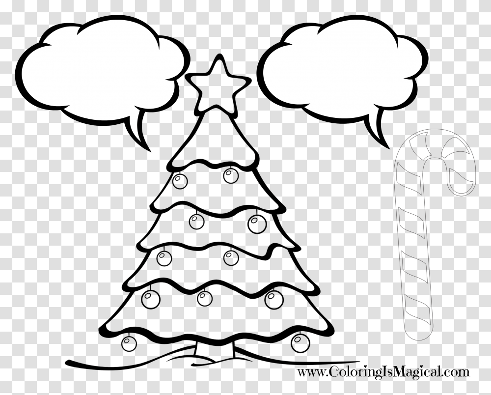 Christmas Tree Clipart Coloring Merry Christmas Tree Drawing, Silhouette, Stencil, Pillow, Cushion Transparent Png