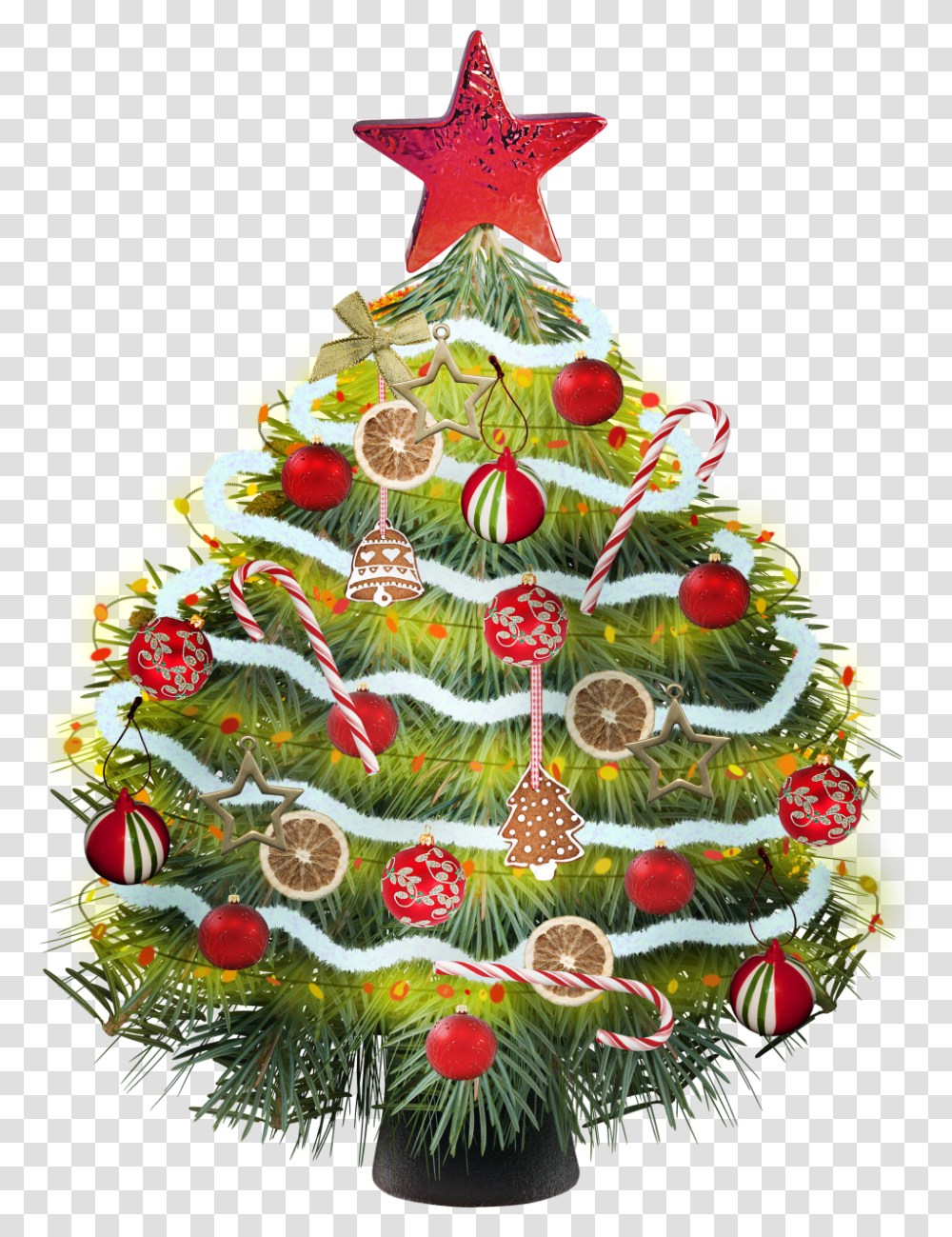 Christmas Tree Clipart With Colorful Christmas Toys Christmas Day, Plant, Ornament, Star Symbol Transparent Png