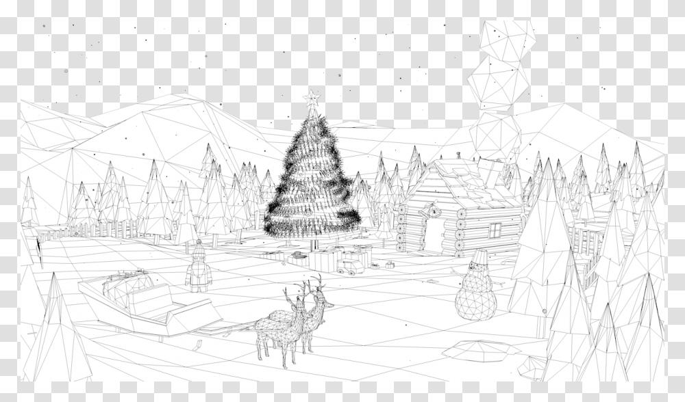 Christmas Tree, Drawing, Sketch, Bird Transparent Png