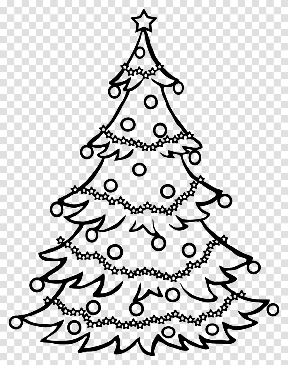 Christmas Tree Drawing Xmas Tree Clipart Black And White, Nature, Outdoors, Night, Moon Transparent Png