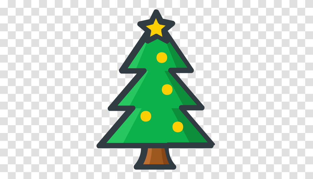 Christmas Tree Fill Multicolor Icon With And Vector Format, Plant, Ornament, Star Symbol Transparent Png
