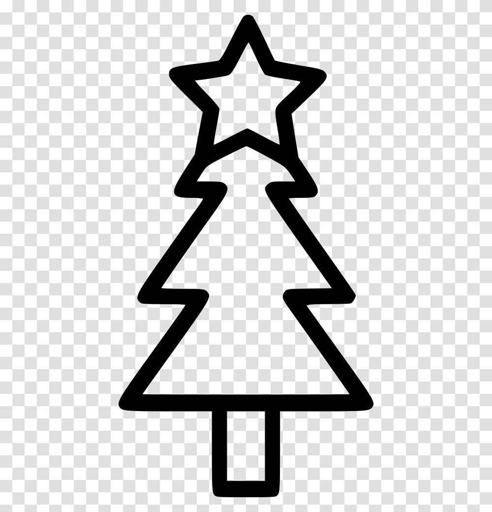 Christmas Tree Fir Newyear Holiday Star Simple Christmas Tree Outline Clipart, Stencil, Sign Transparent Png