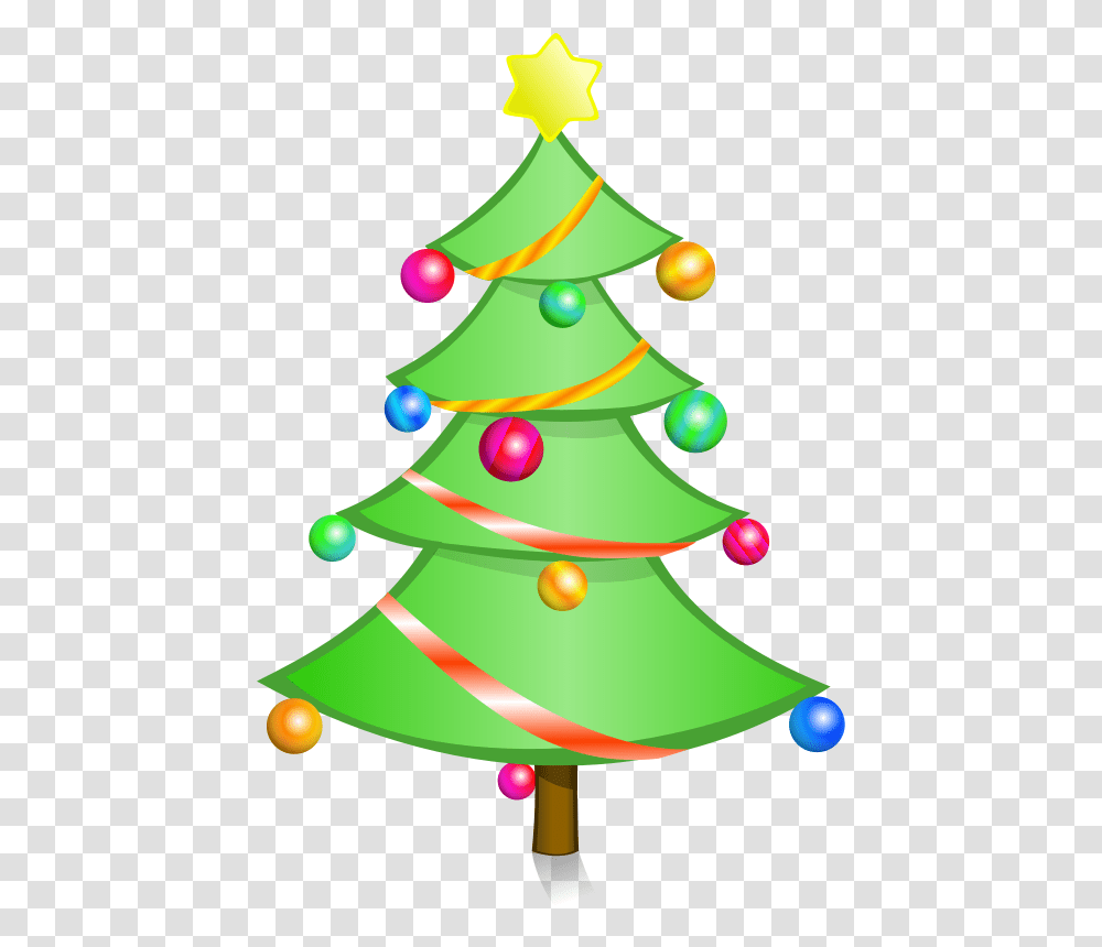 Christmas Tree Free Stock Photo Illustration Of A Decorated, Plant, Ornament, Star Symbol, Bush Transparent Png