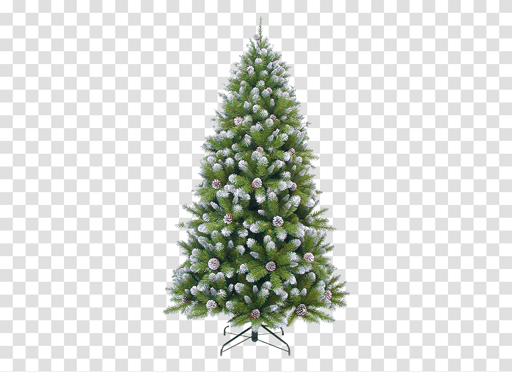 Christmas Tree Green Frosted Empress Spruce Frosted With Cones, Ornament, Plant, Pine Transparent Png