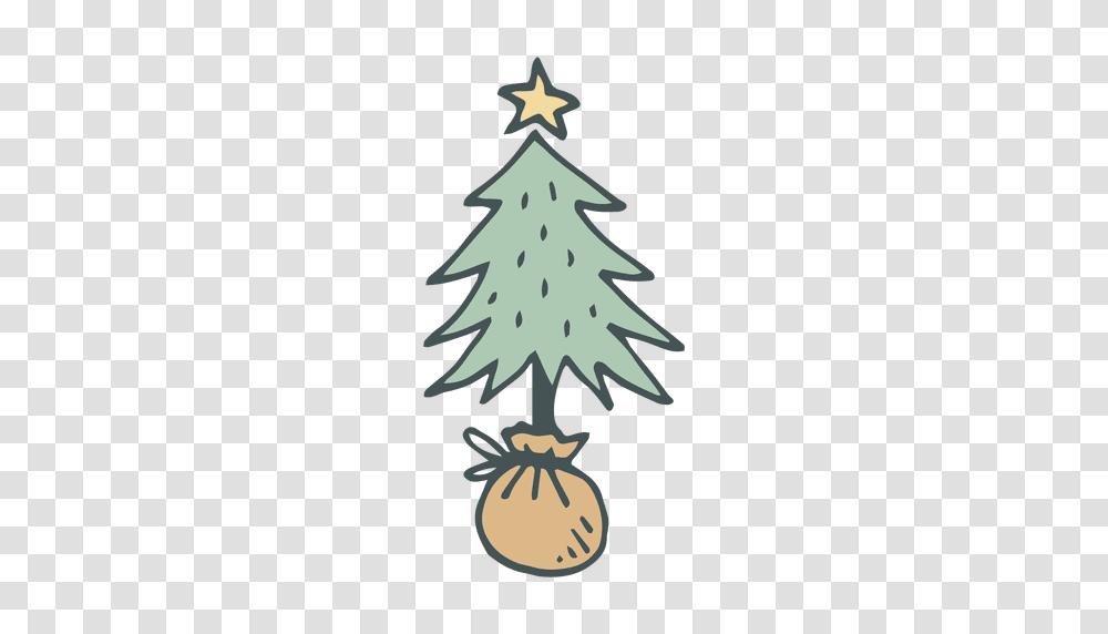 Christmas Tree Hand Drawn Cartoon Icon, Plant, Star Symbol, Ornament Transparent Png