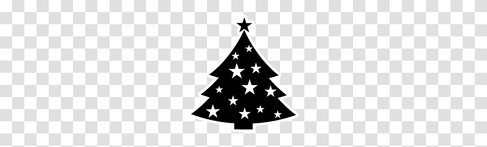 Christmas Tree Silhouette Clipart Black And White Collection, Star Symbol, Plant, Stencil Transparent Png