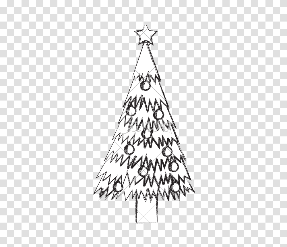 Christmas Tree Sketch, Plant, Ornament, Chandelier, Lamp Transparent Png