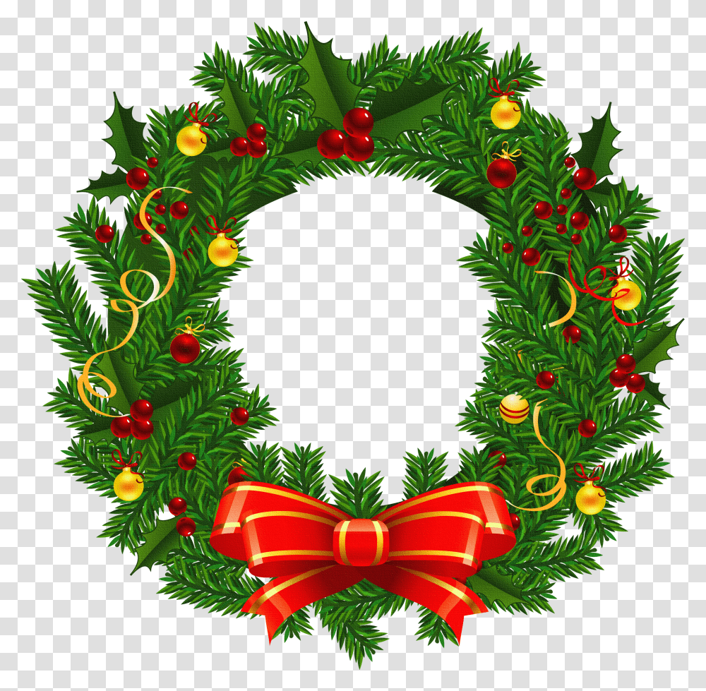 Christmas Tree Snow Stickpng Christmas Wreath Clipart Hd Transparent Png