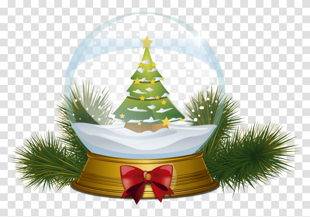 Christmas Tree Snowglobe Clipart Image Christmas Snow Christmas Tree, Plant, Ornament, Birthday Cake, Dessert Transparent Png