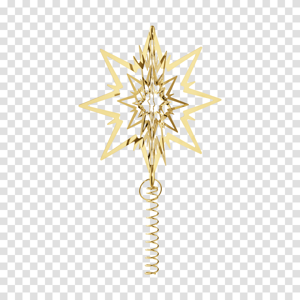 Christmas Tree Star Topper Gold Plated Large Georg Jensen, Cross, Star Symbol, Weapon Transparent Png
