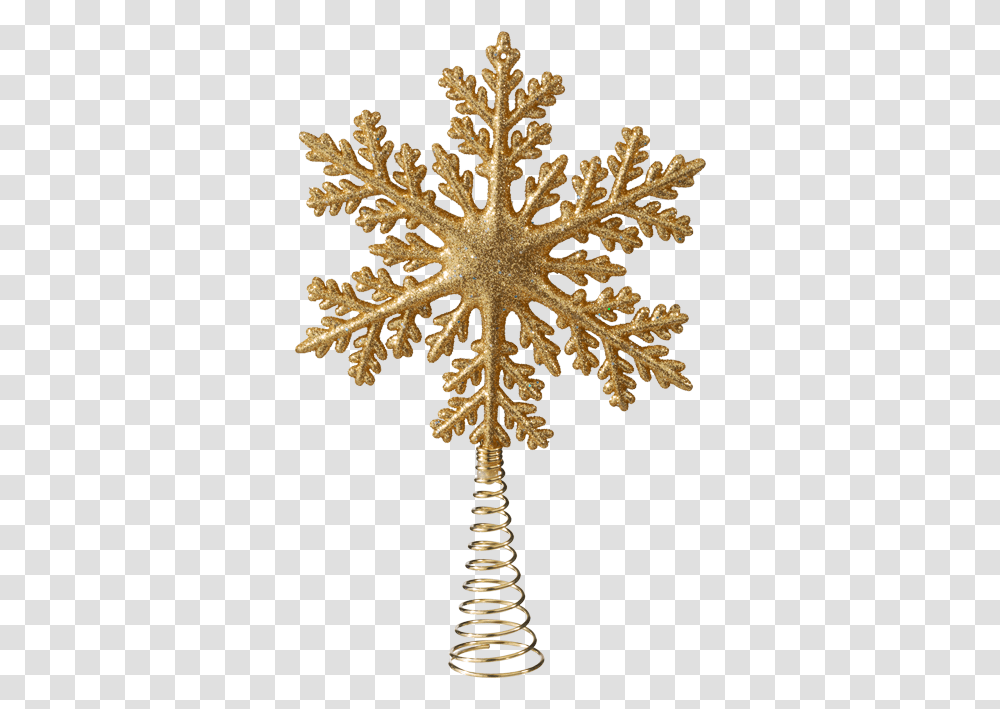Christmas Tree Topper Gold Snowflakes, Cross, Symbol, Pattern, Ornament Transparent Png