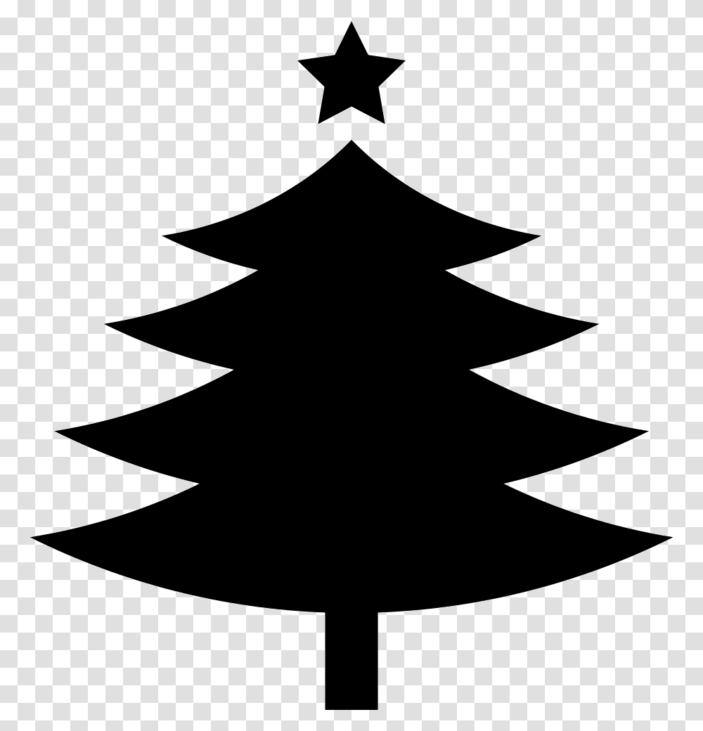 Christmas Tree With A Fivepointed Star On Top Icon Free, Star Symbol, Cross, Silhouette Transparent Png
