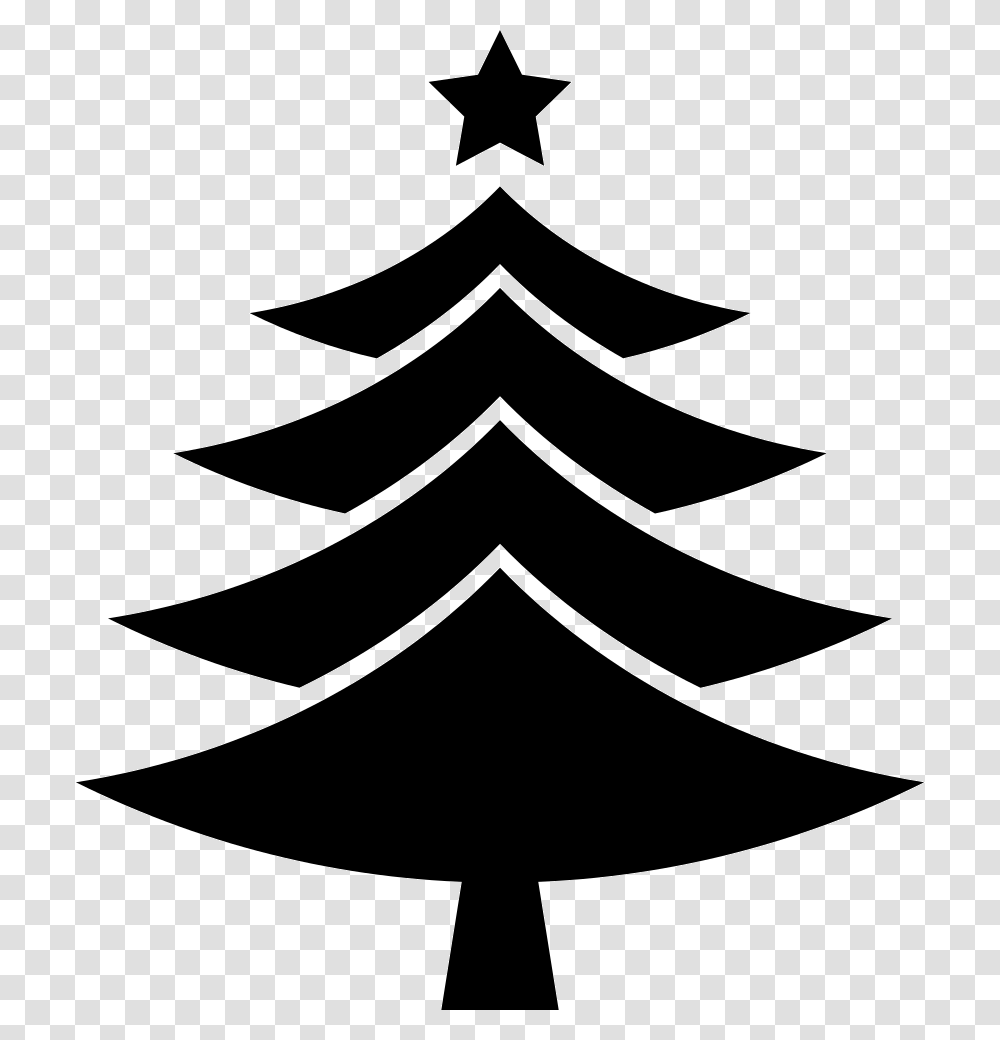 Christmas Tree With A Star On Top Svg Christmas Tree Free, Stencil, Star Symbol, Silhouette Transparent Png
