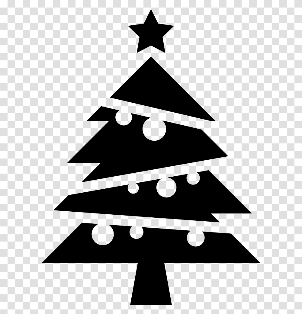 Christmas Tree With Balls And A Star On Top Christmas Tree Vector, Star Symbol, Triangle, Plant, Stencil Transparent Png
