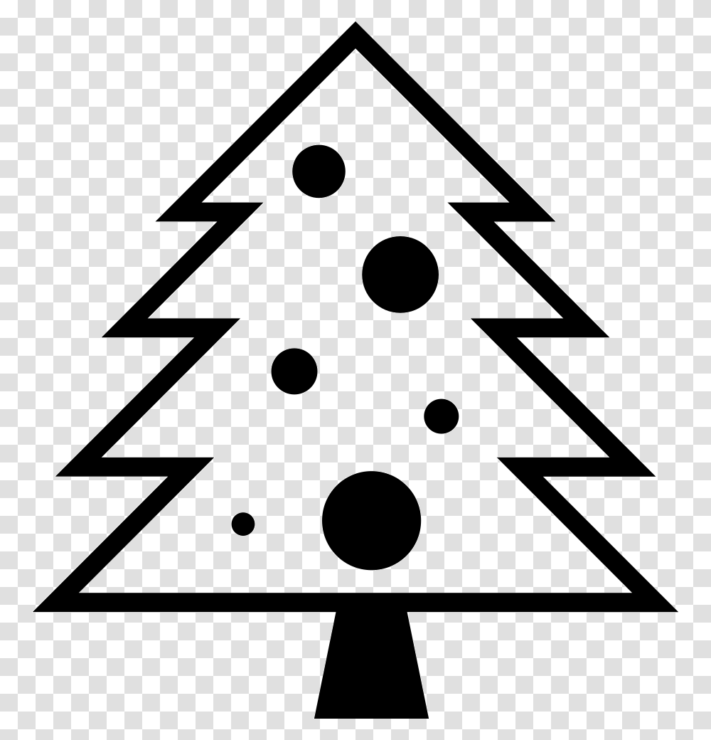 Christmas Tree With Dots Black And White Abstract Pine Tree, Star Symbol, Triangle, Plant Transparent Png
