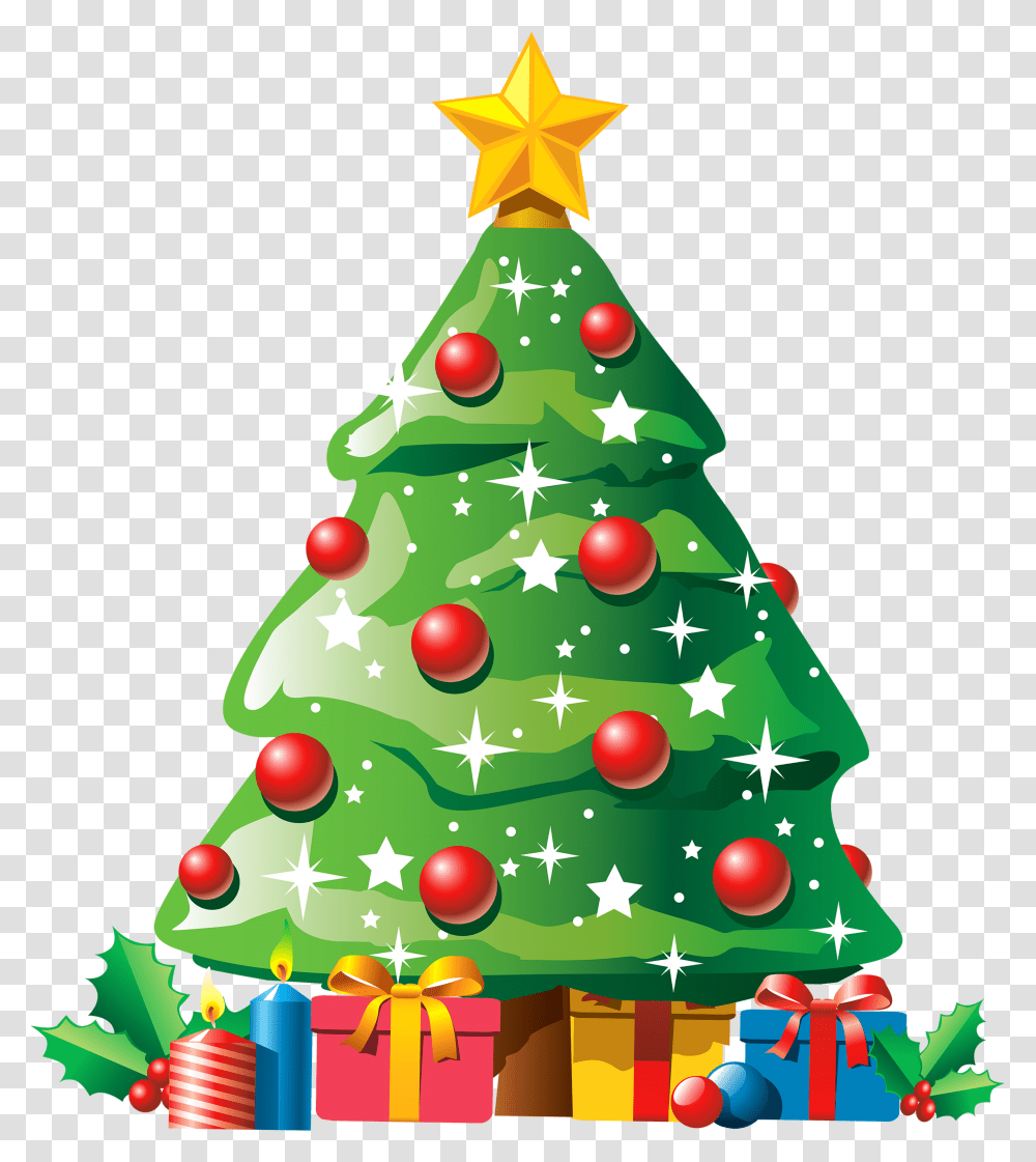 Christmas Tree With Gifts Clipart Christmas Tree Presents Clip Art, Plant, Ornament, Star Symbol, Bush Transparent Png