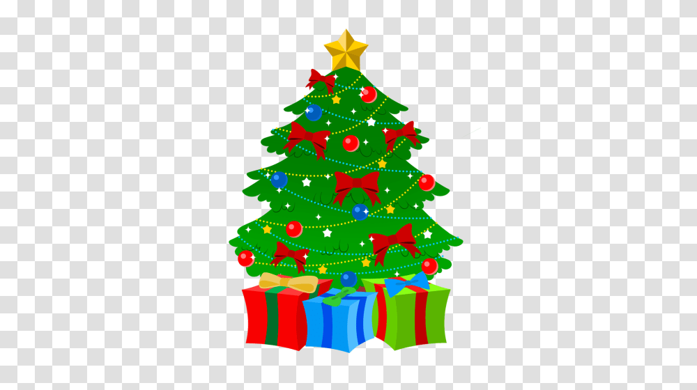 Christmas Tree With Gifts Clipart, Plant, Ornament, Star Symbol Transparent Png