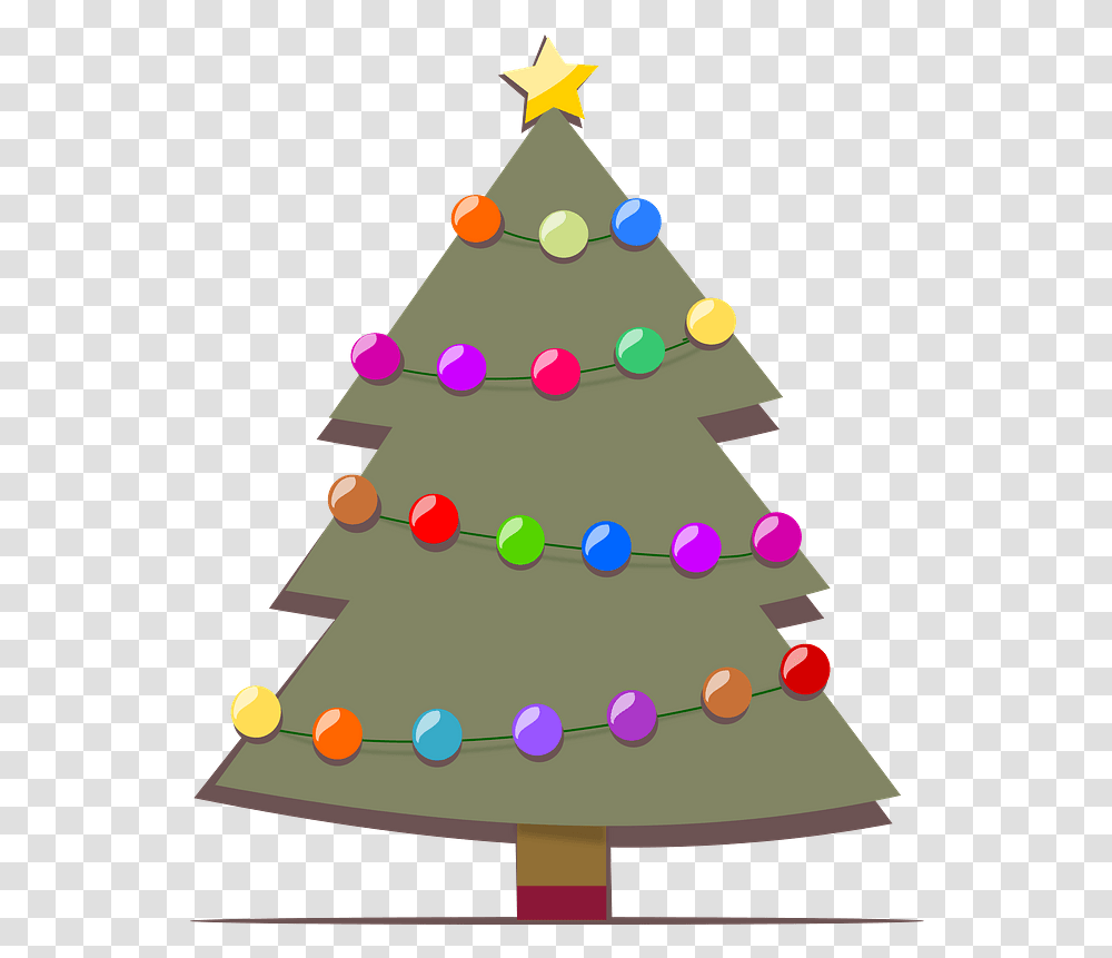 Christmas Tree With Ornaments And A Star Clipart Free 2019, Plant, Birthday Cake, Dessert, Food Transparent Png
