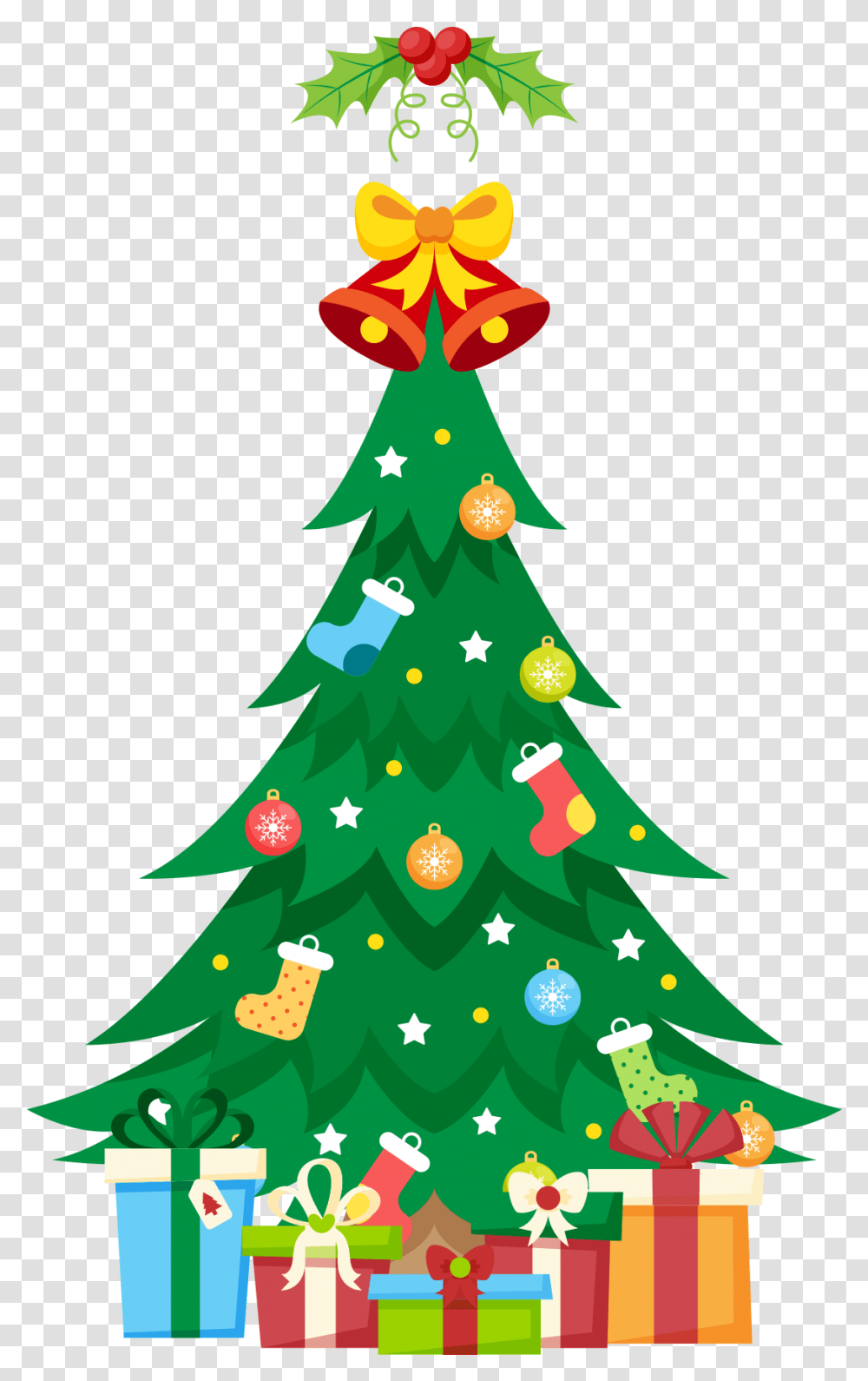 Christmas Tree With Presents Clipart Christmas Tree Clipart, Plant, Ornament, Star Symbol Transparent Png