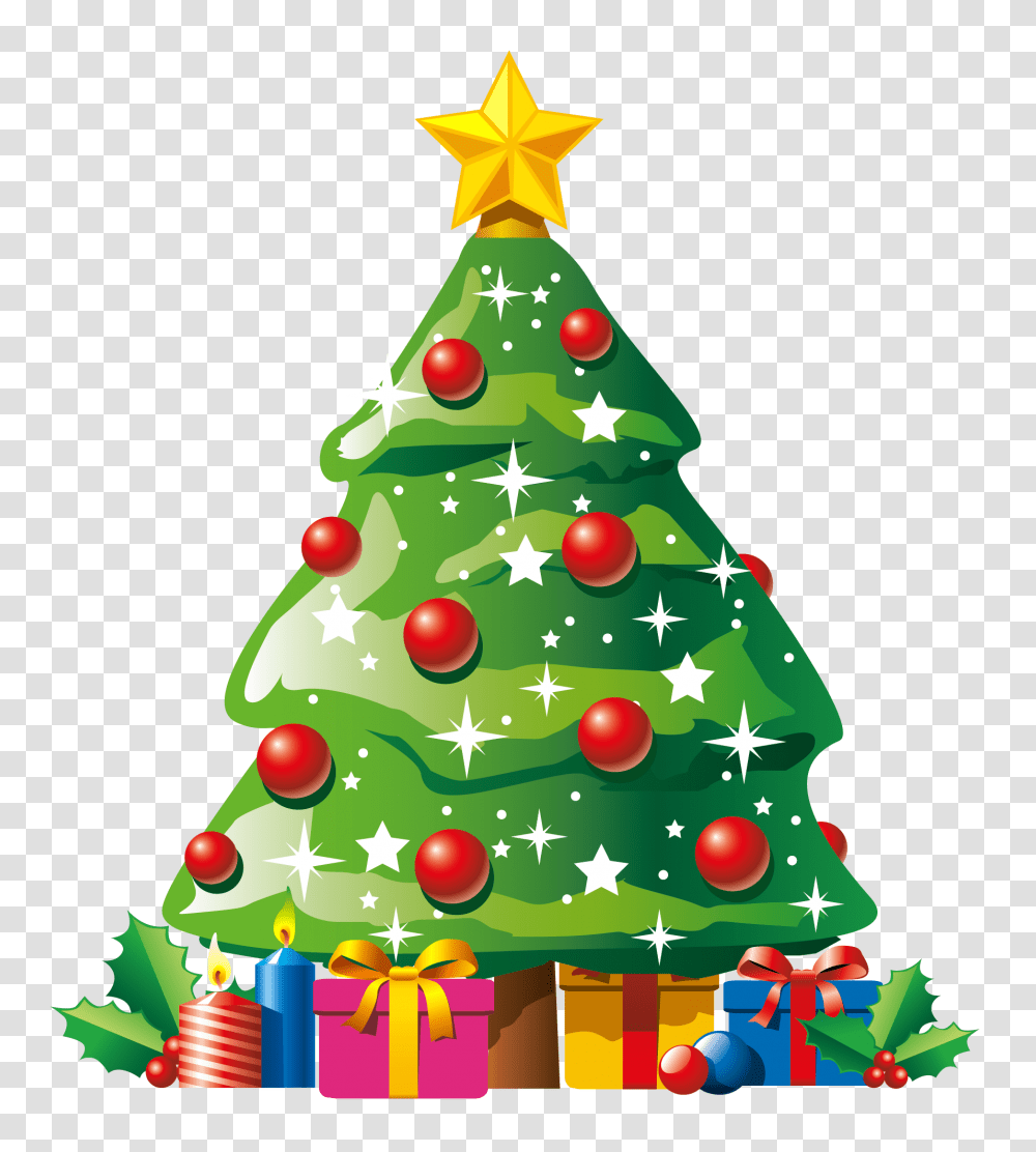 Christmas Tree With Presents Clipart, Plant, Ornament, Star Symbol Transparent Png