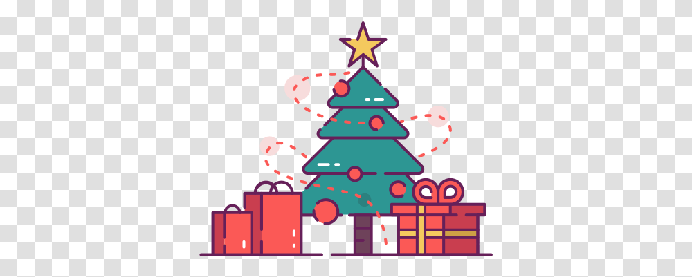 Christmas Tree With Presents Free Clipart Christmas Tree With Presents, Plant, Ornament, Symbol, Star Symbol Transparent Png