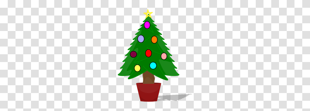 Christmas Tree With Rainbow Color Ornaments Clip Art, Plant Transparent Png